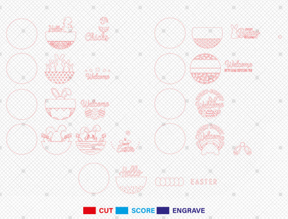 Easter Door Hanger Bundle SVG 9 Spring Welcome Designs for LightBurn and xTool