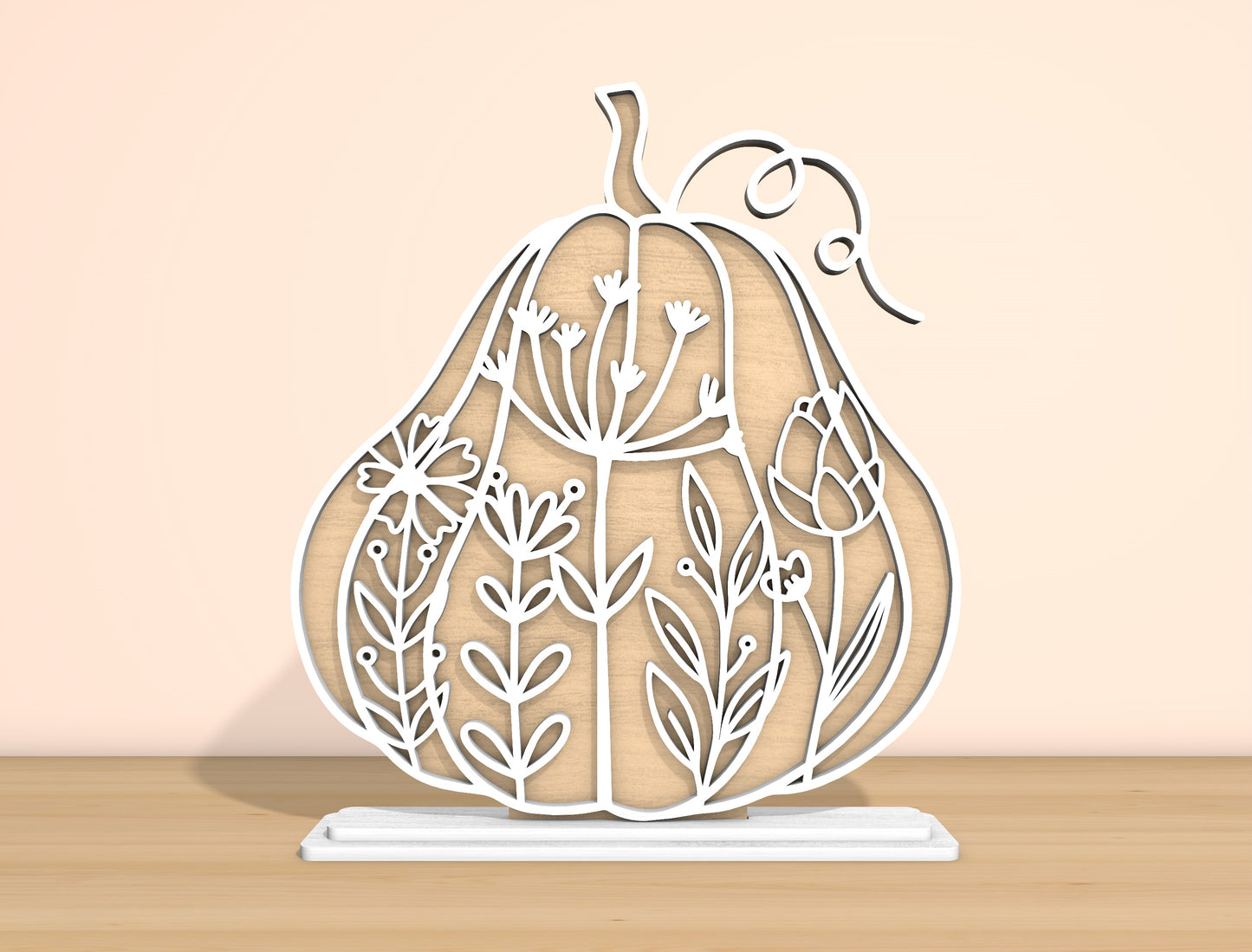 Floral Pumpkin & Gourd SVG Bundle Laser Cut File | Fall Tabletop Decor | Elegant Botanical Style | Glowforge, xTool, LightBurn, etc.