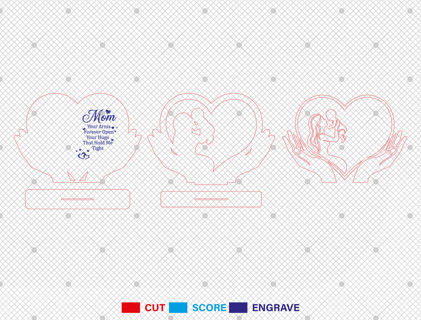 Personalized Mom Heart Stand Sign SVG Bundle for xTool and Glowforge