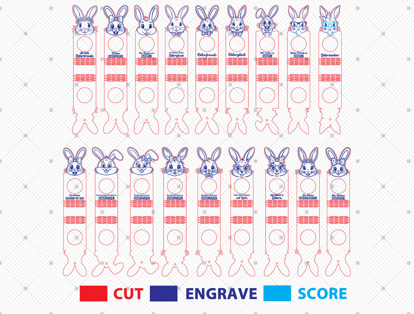 Easter Bunny Chocolate Holder SVG Bundle 18 Designs for Glowforge