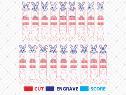 Easter Bunny Chocolate Holder SVG Bundle 18 Designs for Glowforge