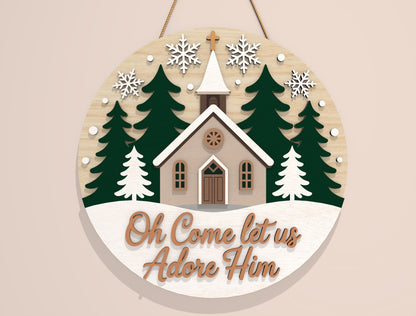 Christian Christmas Door Hanger SVG Bundle Laser Cut Designs 10