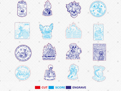 16 Gothic Halloween Earrings SVG Bundle Laser Cut File for xTool