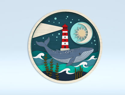Multilayer Coastal Animal SVG Bundle Laser Cut File for LightBurn