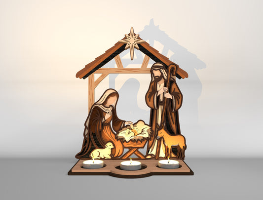 Nativity Candle Holder SVG Bundle 10 Designs Glowforge xTool