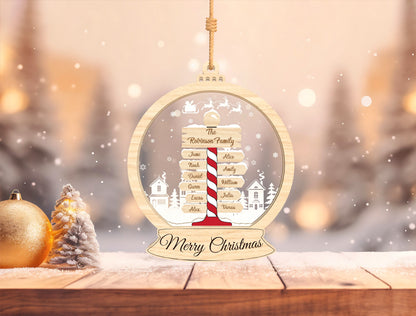 Personalized Family Name Christmas Village Snow Globe Orname 11