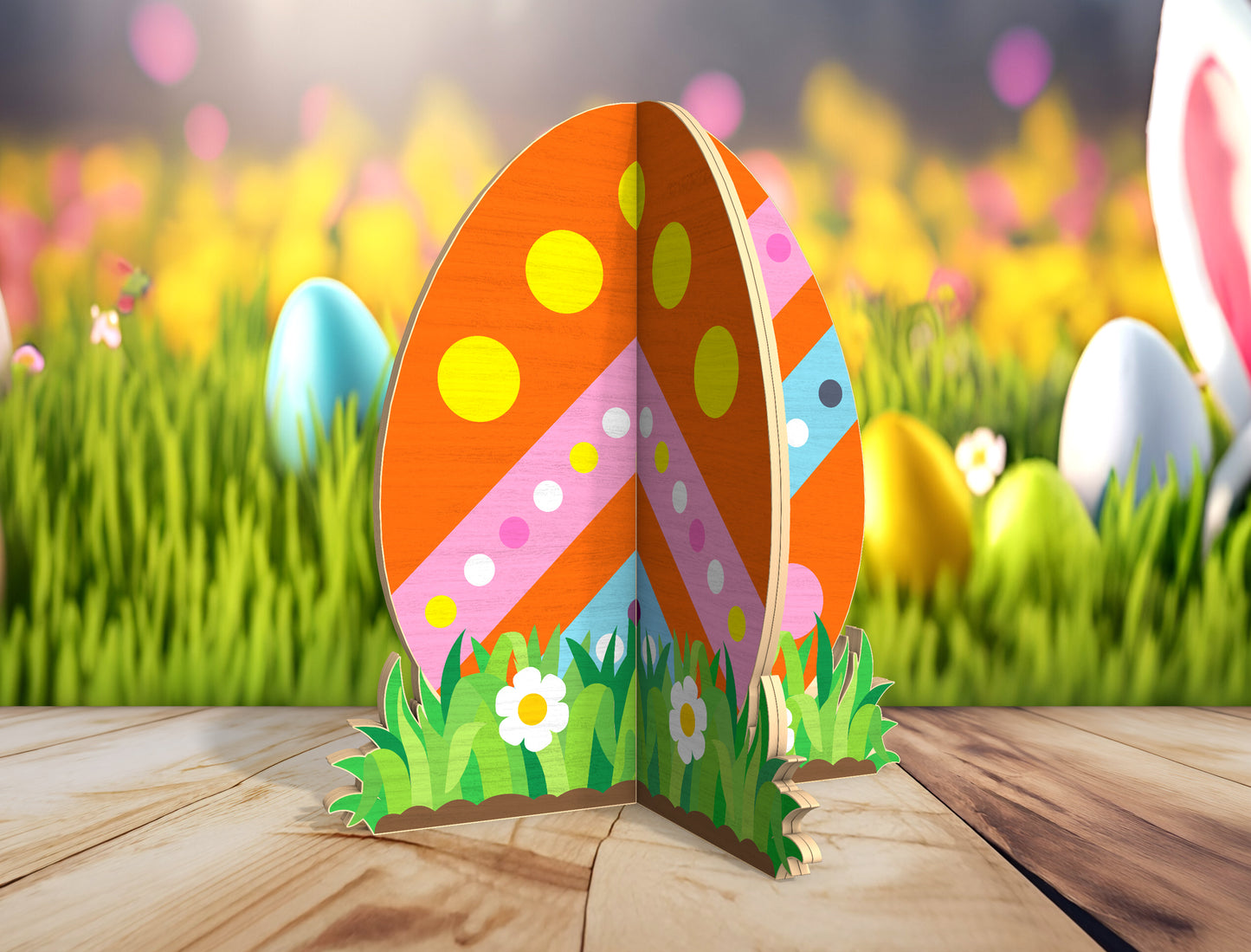 Easter Egg Stand SVG Freestanding Egg Ornament Spring for LightBurn