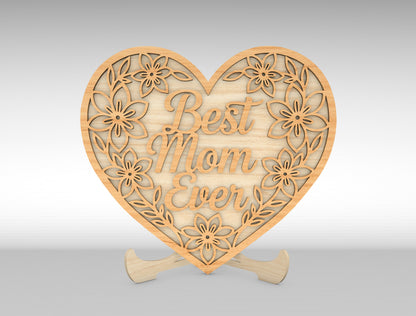Mom Quote Heart Sign SVG Bundle Mother's Day for Glowforge and xTool