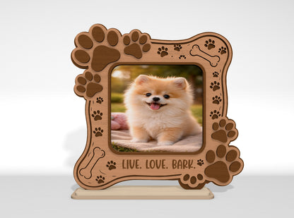 Dog Memorial Tabletop Sign SVG Bundle Pet Photo Frame Laser Cut File for Glowforge