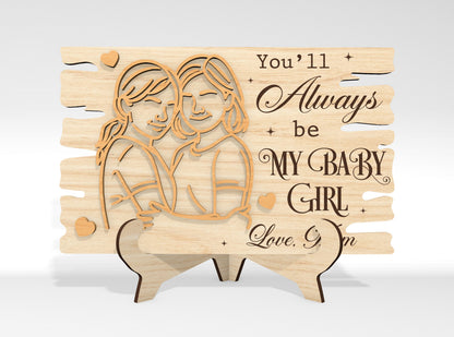 Mom and Baby Line Art Standing Decor SVG Bundle for LightBurn and xTool