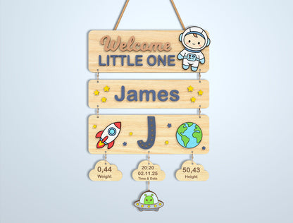 Nursery Birth Stats Sign SVG File for Glowforge and xTool