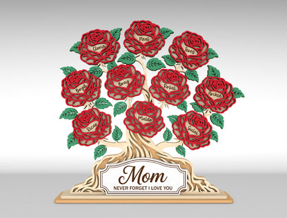 Personalized Rose Tree Custom Name Flower Sign SVG for xTool
