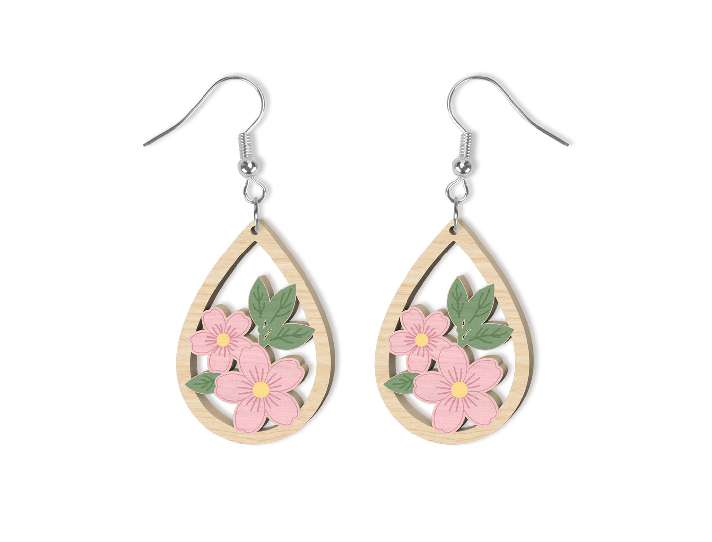 Floral Teardrop Earring SVG Bundle Spring Flower Jewelry Laser Cut File for xTool and Glowforge