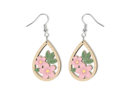 Floral Teardrop Earring SVG Bundle Spring Flower Jewelry Laser Cut File for xTool and Glowforge