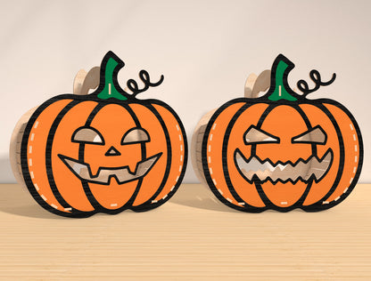 Halloween Pumpkin Face SVG Bundle Laser Cut File | 20 Jack O Lantern Designs | Spooky Wooden Decor | Glowforge, xTool, LightBurn, etc.