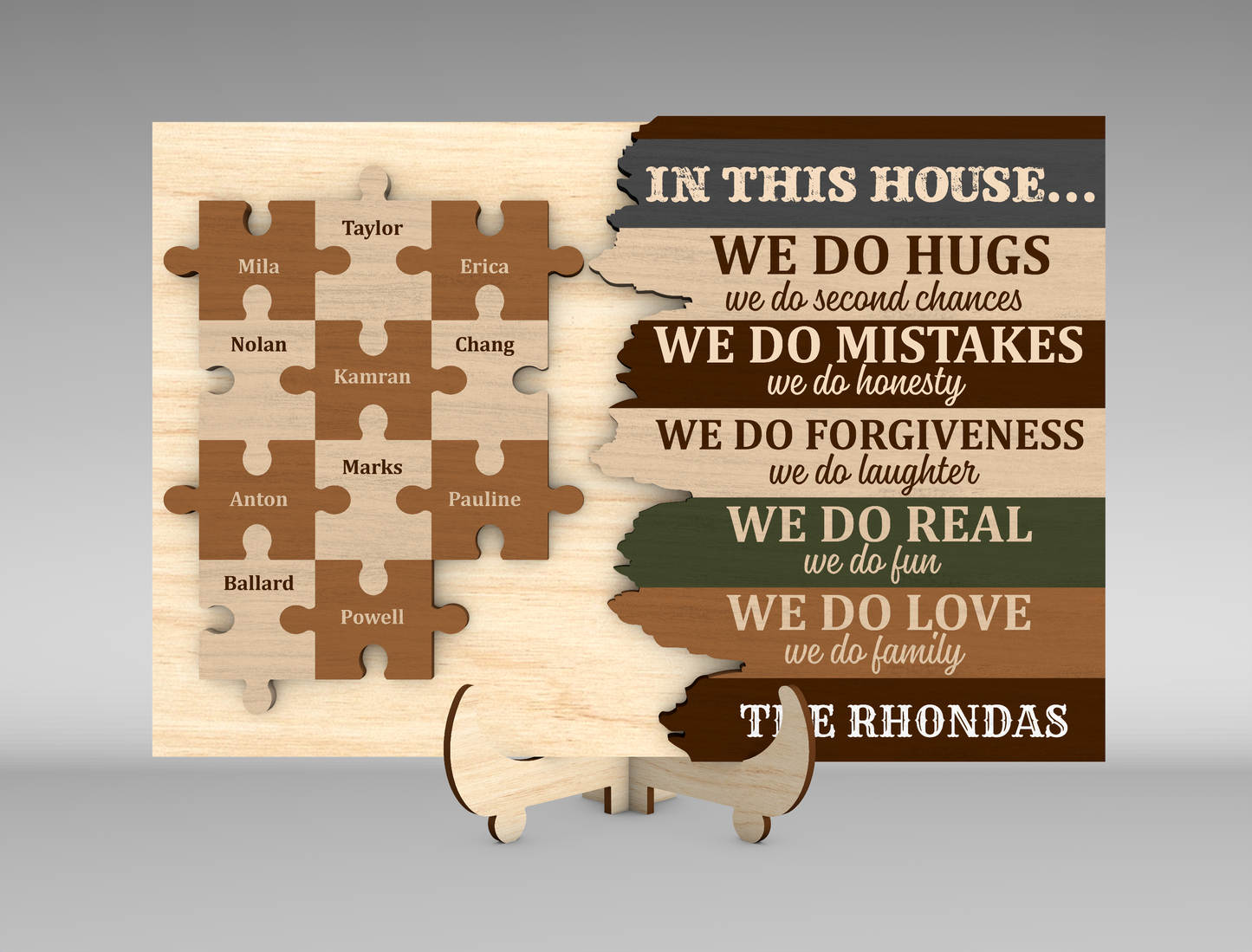 "In This House We Do Hugs" Family Puzzle Sign SVG for xTool