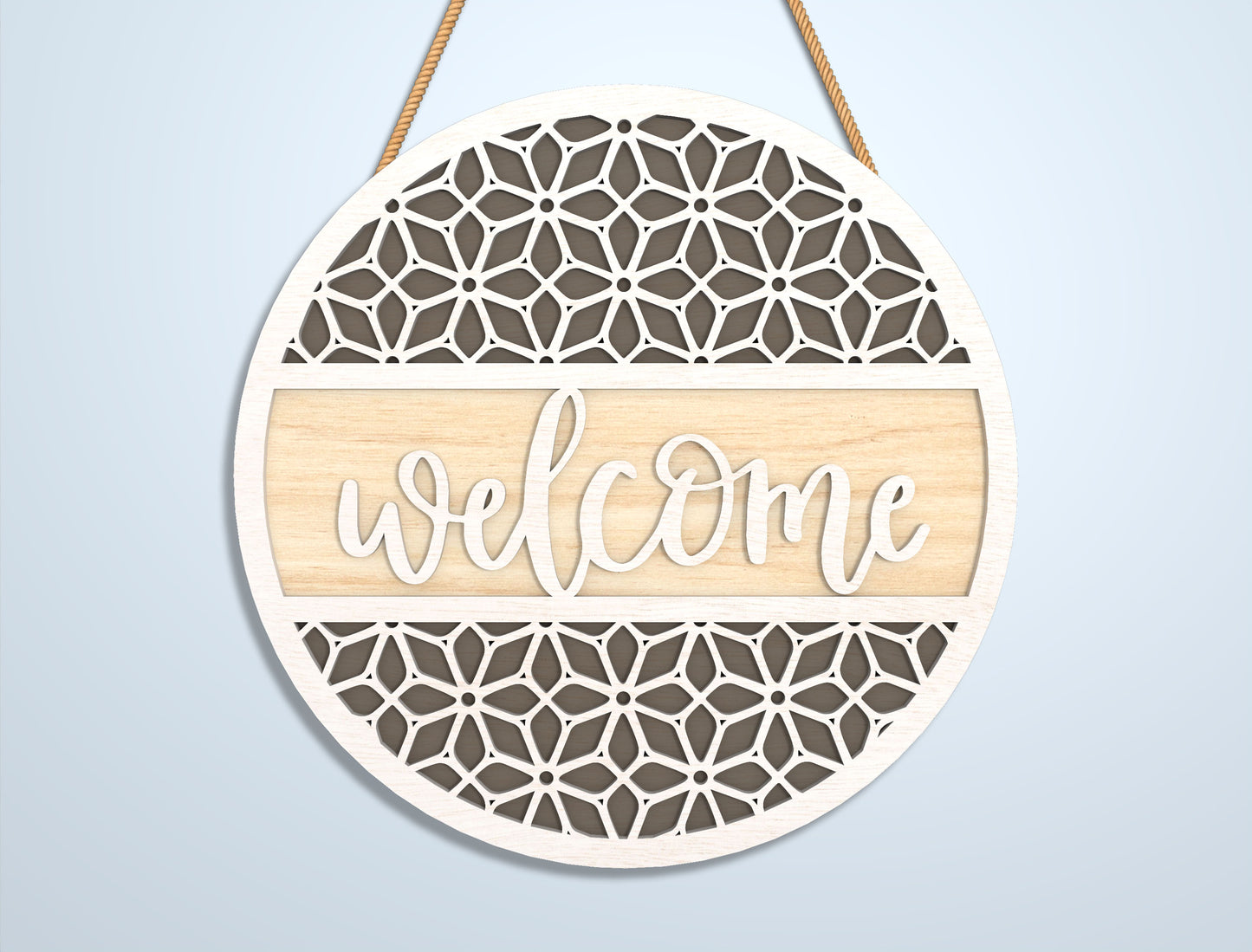 Geometric Welcome Door Sign SVG Bundle for LightBurn and Glowforge