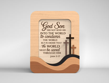 Bible Verse Cross Frames SVG 13 Layered Desk Decor for LightBurn and Glowforge