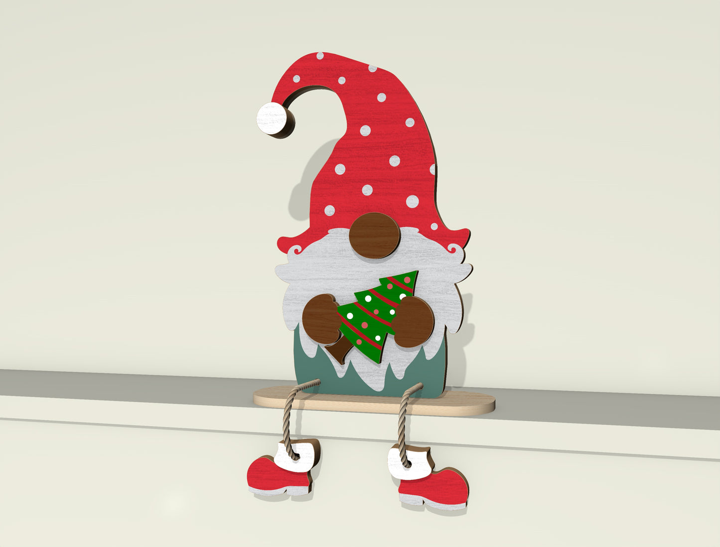 Christmas Gnome Shelf Sitter Laser Cut File | Ready to Cut | Glowforge, xTool, LightBurn, etc.