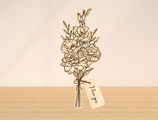Flower Bouquet Sign SVG Bundle 10 Flowers 21 Tags for Glowforge and xTool