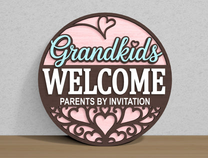Grandma House Round Welcome Sign SVG Bundle for Glowforge and xTool
