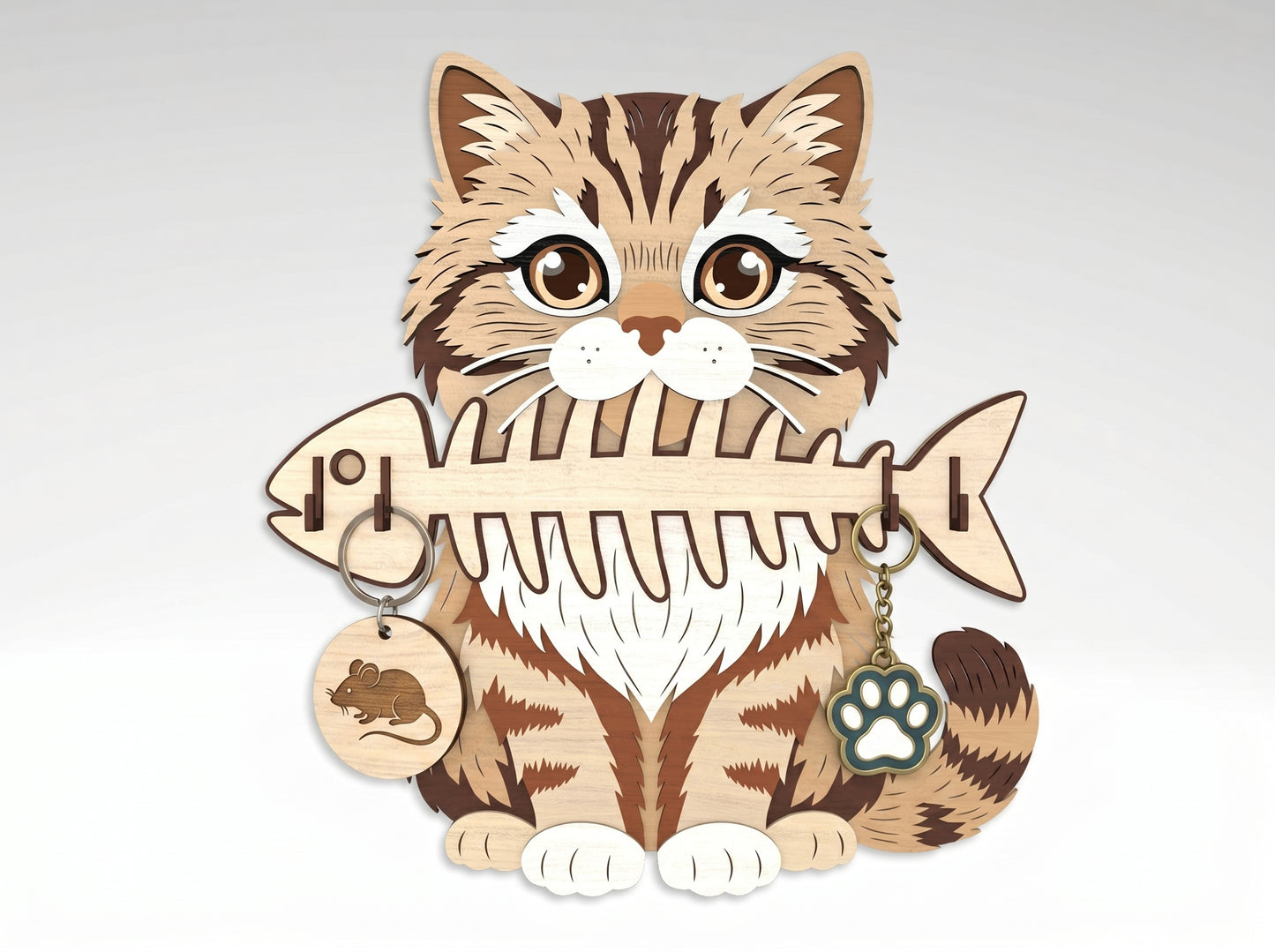 Cat Breed Key Holder SVG Bundle for xTool and Glowforge
