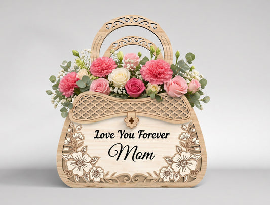 3D Flower Basket SVG Bundle Decorative Wooden Carrier Laser Cut File for xTool and LightBurn