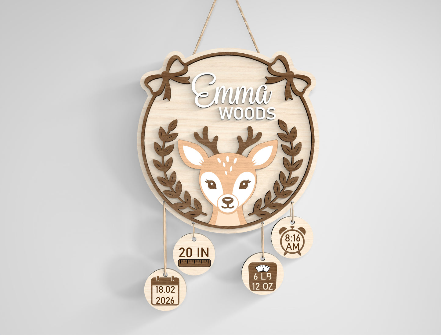 Woodland Baby Name Sign SVG File for Glowforge and xTool