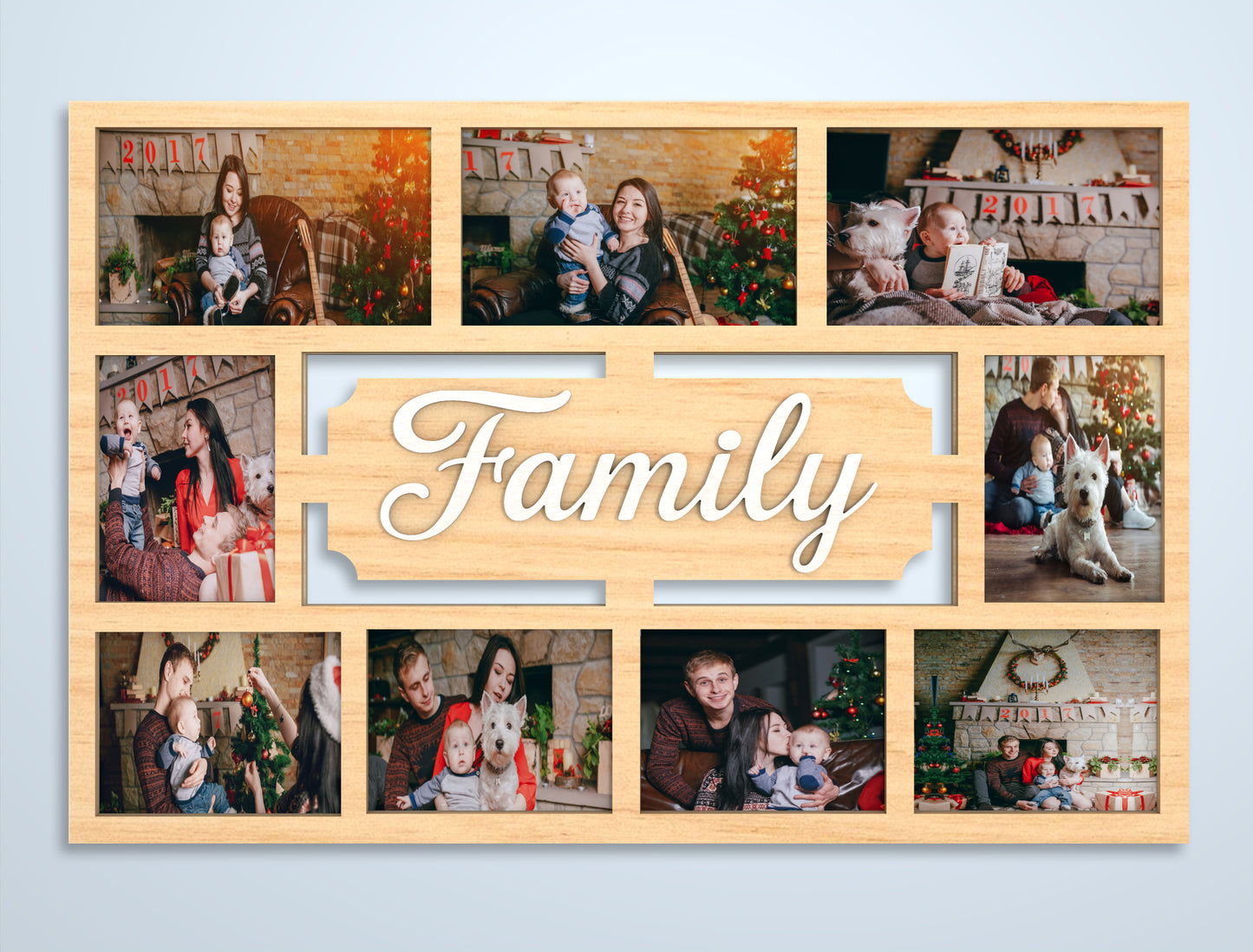 "Family Is Everything" Multi Photo Collage Frame SVG Laser Cut File for Glowforge and xTool