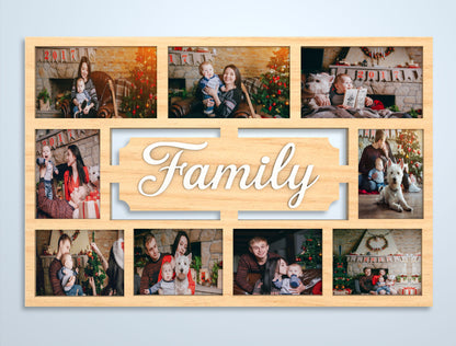 "Family Is Everything" Multi Photo Collage Frame SVG Laser Cut File for Glowforge and xTool