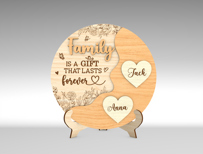 Custom Name Heart Balloon Family Sign SVG for Glowforge and xTool