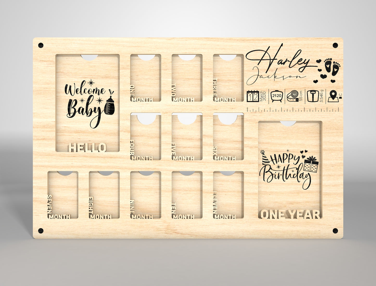 Personalized Baby Milestone Frame SVG for xTool and Glowforge