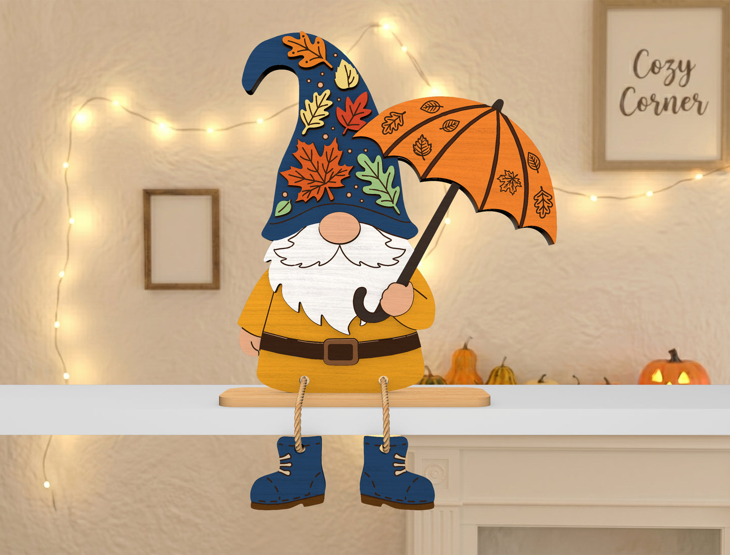 Fall Gnome Shelf Sitter SVG Bundle for Glowforge xTool LightBurn 10 Designs