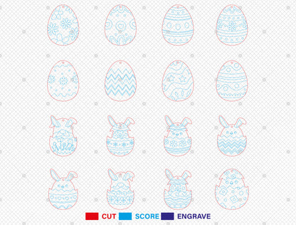 Cute Easter Bunny Egg Earrings SVG Bundle 16 Designs for LightBurn and xTool