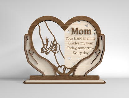 Mom Heart Stand Sign SVG Bundle Mother's Day for Glowforge
