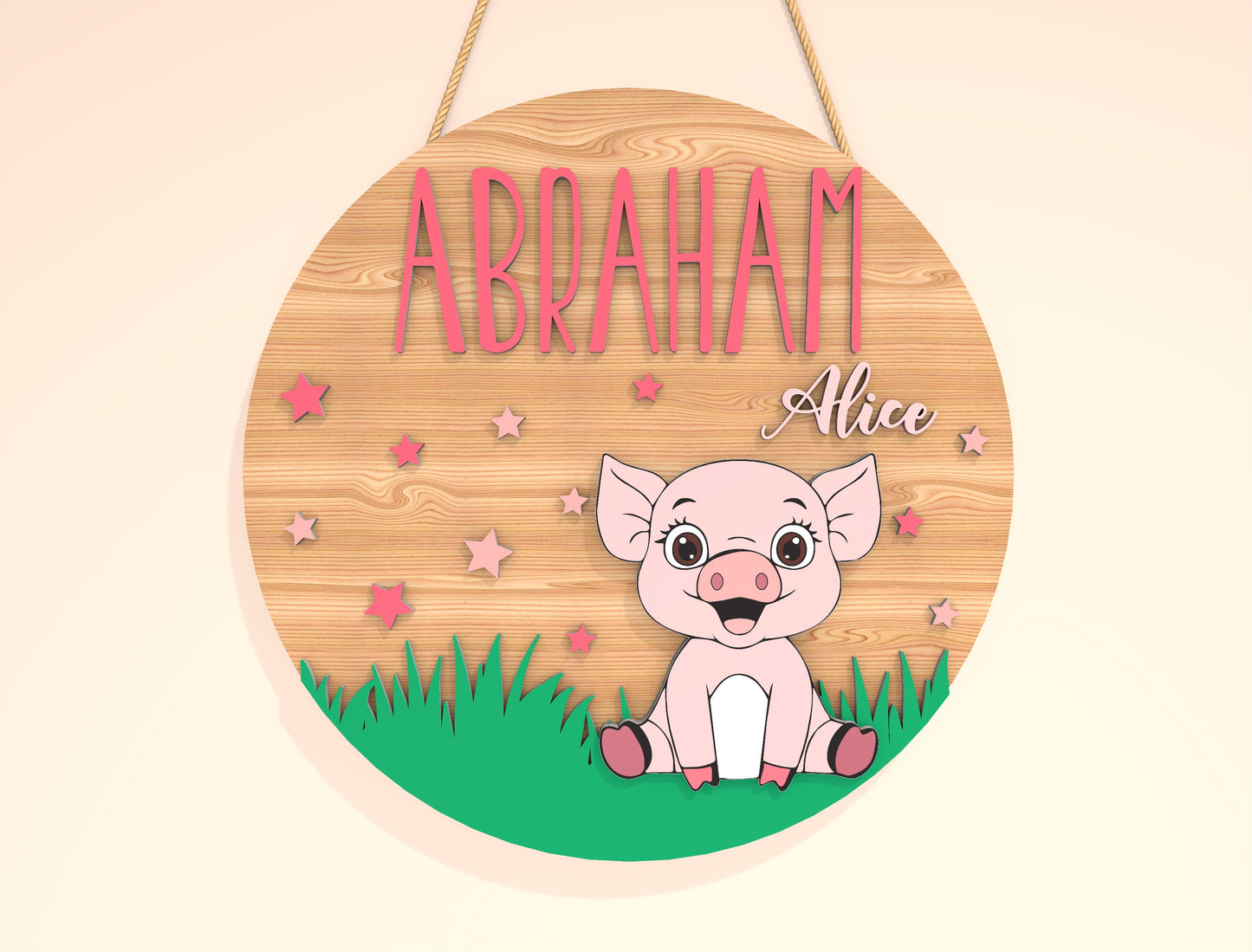 Personalized Baby Animal Name Sign SVG Bundle for xTool and Glowforge