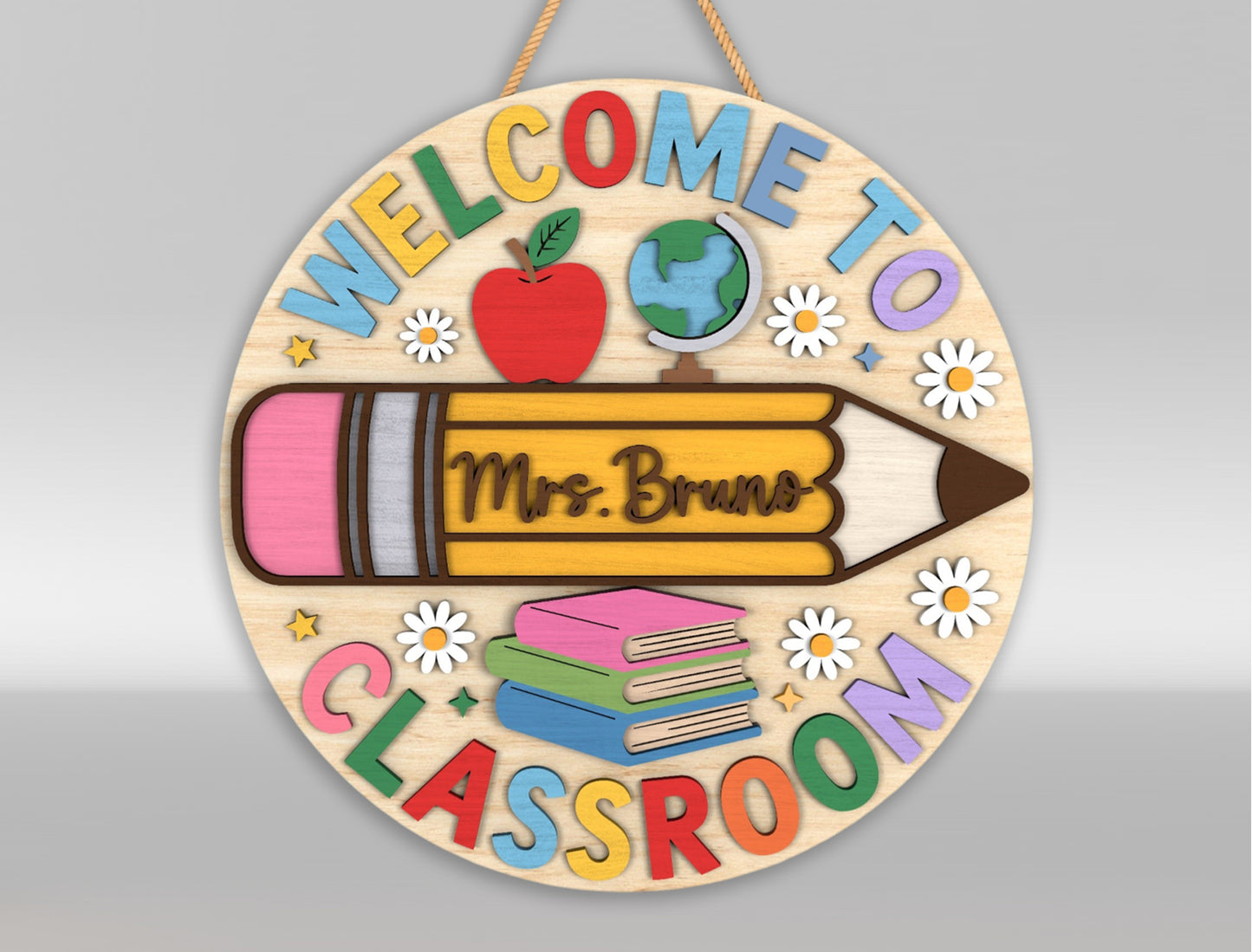 Personalized Classroom Door Hanger SVG Laser Cut File for Glowforge and xTool