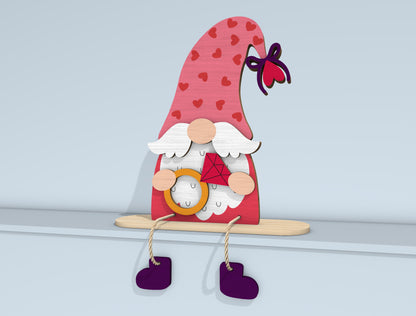 Valentine Gnome Shelf Sitter Laser Cut File | Love Gnome Bundle | Cute Wooden Decor | Glowforge, xTool, LightBurn, etc.