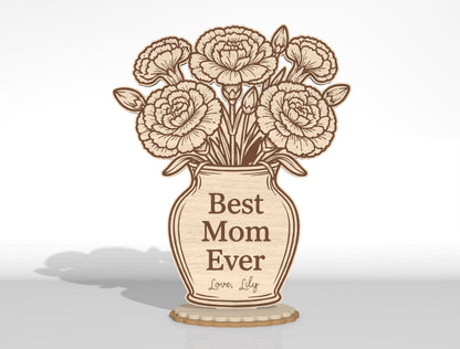 Mother's Day Flower Vase Decor Bundle SVG Laser Cut File for Glowforge and LightBurn