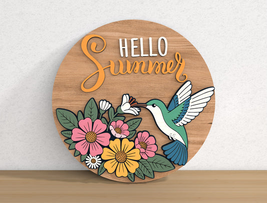 Hello Summer Door Hanger SVG Bundle with 9 Seasonal Sign Designs