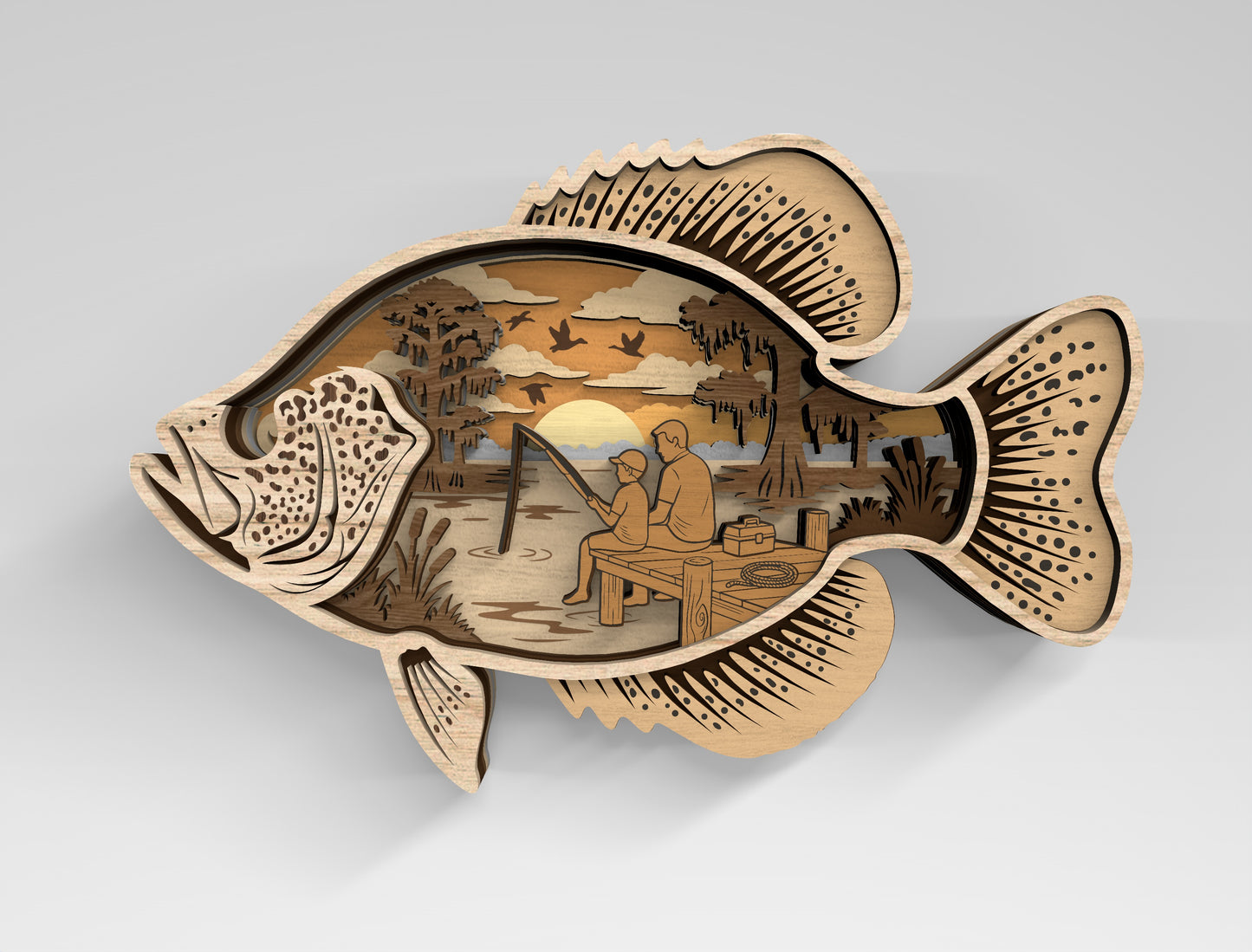 Fish SVG Bundle for Glowforge xTool LightBurn Multilayer Laser Cut File