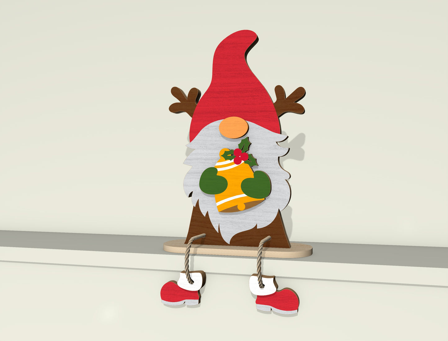 Christmas Gnome Shelf Sitter Laser Cut File | Ready to Cut | Glowforge, xTool, LightBurn, etc.