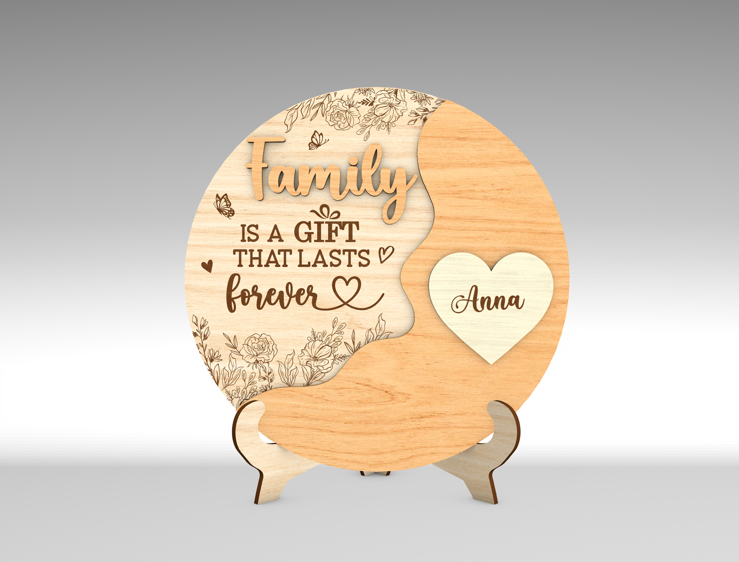 Custom Name Heart Balloon Family Sign SVG for Glowforge and xTool