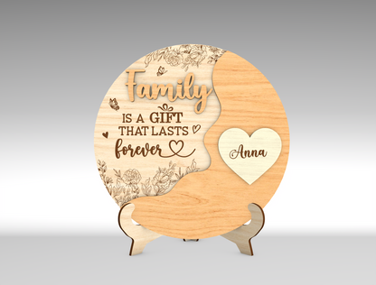 Custom Name Heart Balloon Family Sign SVG for Glowforge and xTool