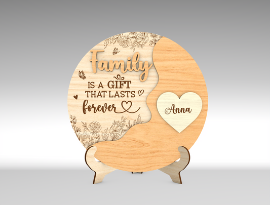 Custom Name Heart Balloon Family Sign SVG for Glowforge and xTool