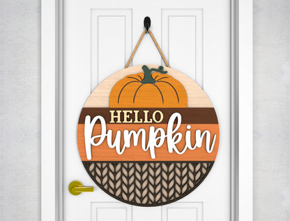 2 Fall Pumpkin Door Sign SVG Hello Fall Laser Cut Bundle for Glowforge