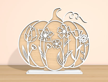 Floral Pumpkin & Gourd SVG Bundle Laser Cut File | Fall Tabletop Decor | Elegant Botanical Style | Glowforge, xTool, LightBurn, etc.