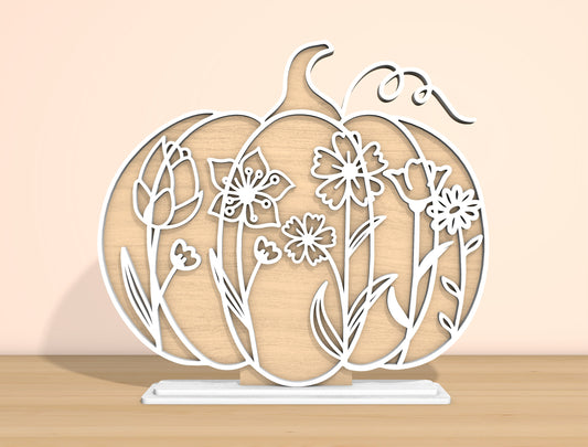 Floral Pumpkin & Gourd SVG Bundle Laser Cut File | Fall Tabletop Decor | Elegant Botanical Style | Glowforge, xTool, LightBurn, etc.