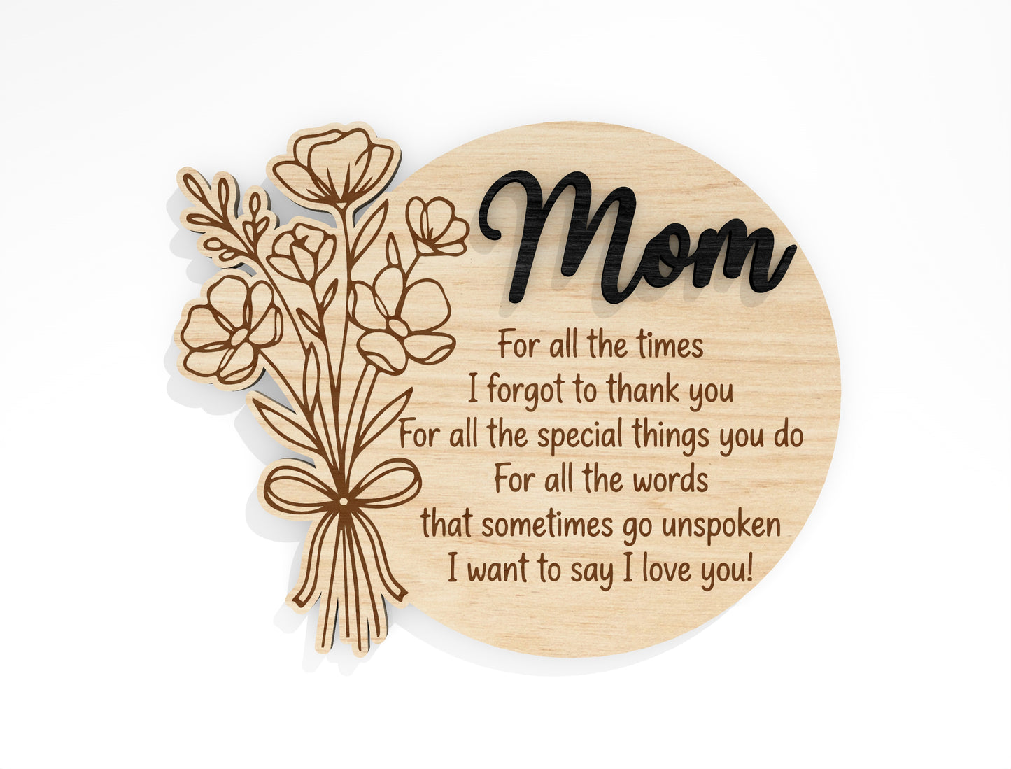 Round Mom Quote Sign SVG Mother's Day Wall Decor Laser Cut File for xTool and Glowforge