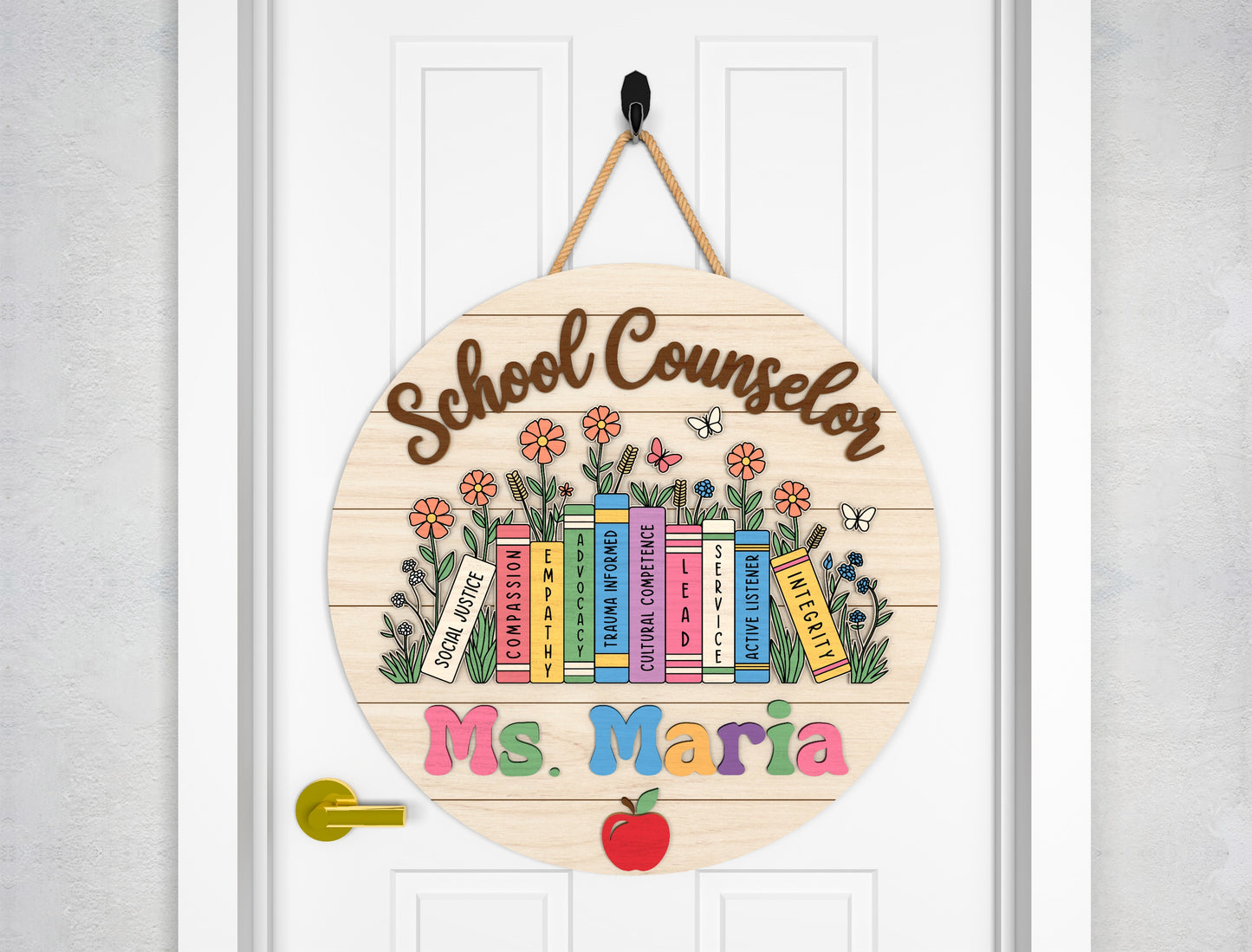 Personalized School Counselor Door Hanger SVG for xTool and Glowforge